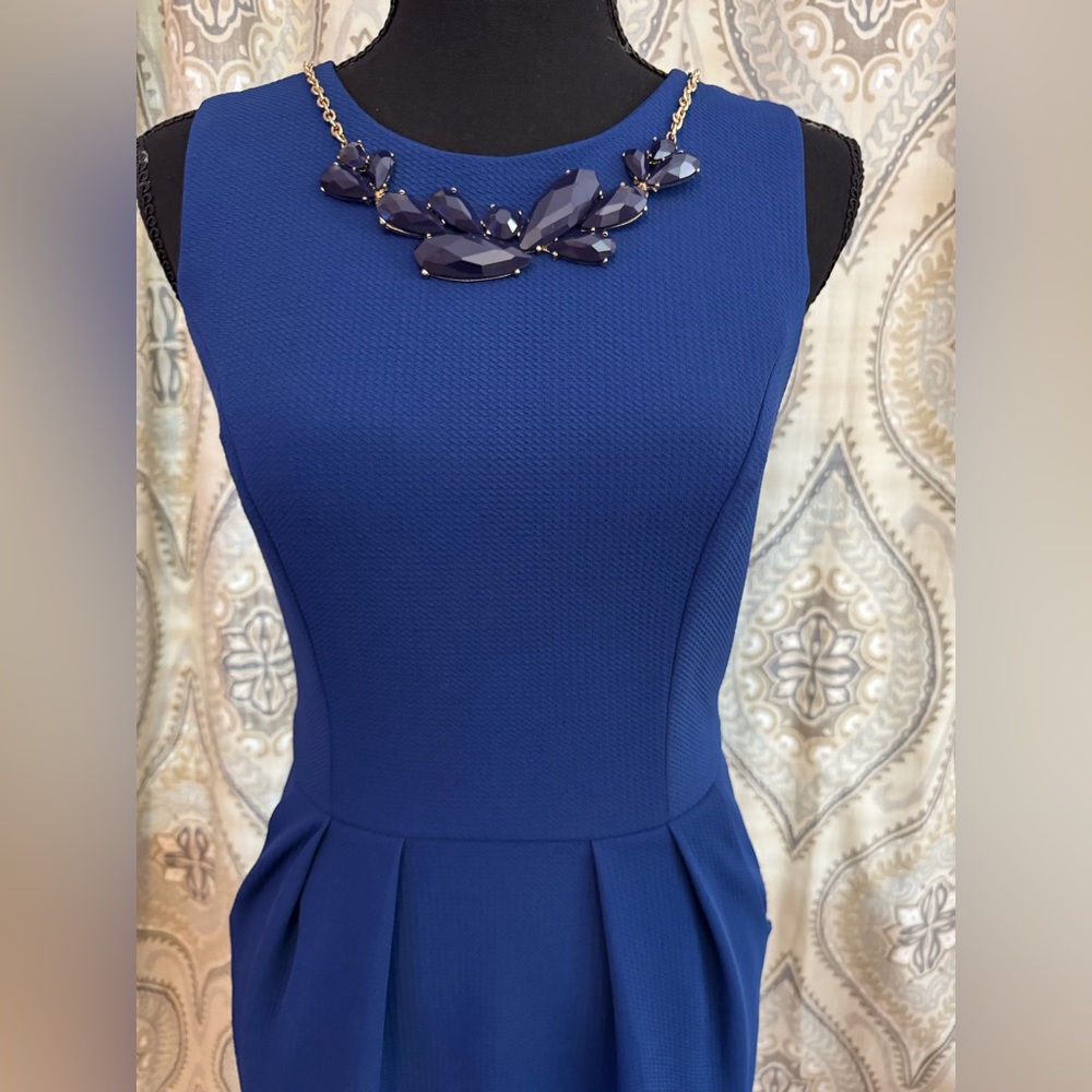 Bisou Bisou Michele Bohbot Royal Blue Sheath Dress Sleeveless Career Cocktail - Picture 6 of 7